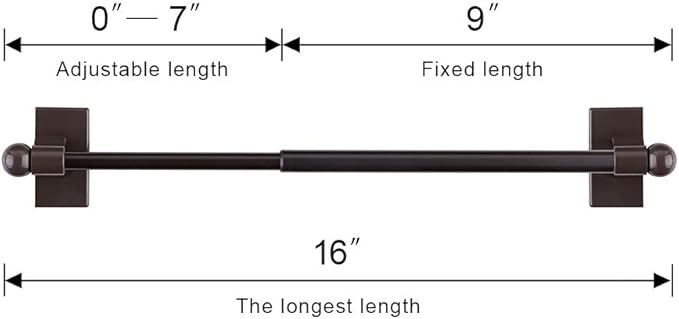 WL.Rocaille 1/2" Multi-Use Adjustable Appliance Magnetic Rod Extends from 9 inch to 16 inch Magnetic Curtain Rod Stick on Metal Doors, Brown, 4 Pack