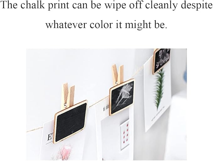 Hahiyo 2.78 x 2 Inch Mini Chalkboard Clip Help Marking Nice Display Easy Writing Quick Switch Reusable Rectangle Wooden Message Board Labels Signs 18 PCS for Party Food Tag Memo Note Organize Pantry