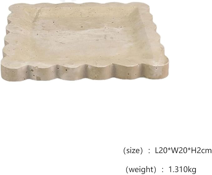 Modern Marble Tray Set - Minimalist Home Decor for entryway, Hotel, Showroom - Geometric Marble Storage Bowl for Essentials and Decorations(Beige8)