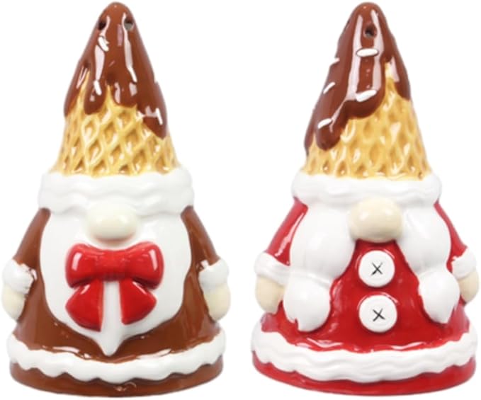 Young’s Inc Christmas Salt Shaker, Cocoa and Cookie Gnome S/P Seasoning Set, Ceramic Salt and Pepper Set, Modern Kitchen Décor and Accessories, Spice Set