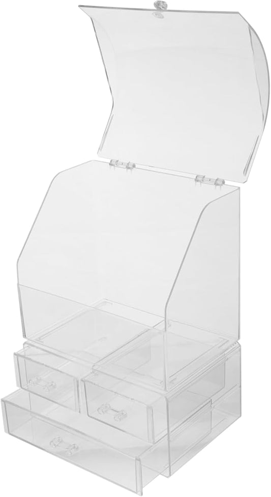 VICASKY Sleek Acrylic Cosmetic Storage Box Lid Desktop Organizer for Makeup Stationery for Valentine Day Birthday