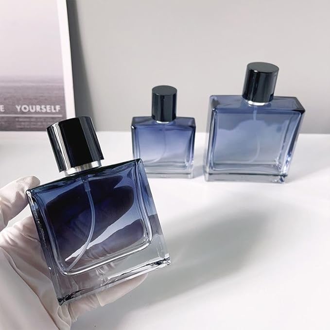Empty Perfume Bottle Refillable 8PCS 50ml Glass Gradient Blue Travel Spray Atomizer Bottle Container Perfume Fine Mist Spray Bottle Pump Bottle Dispenser for Essential Oil Liquid (Blue)