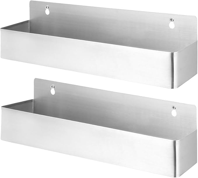 2 PCS 21 Inch Single Speed Rail Stainless Steel Liquor Bottle Holder Rack Wall Mounted Spray Rack Bottle Storage for Bar, Kitchen, Restaurants, Silver