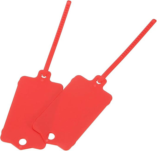 MECCANIXITY Plastic Tags, 1.5x2.5 Inch Red, 25 Packs - Product Identification, Shipping, Material Labels - Indoor/Outdoor Use