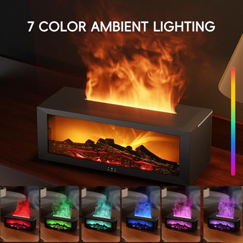 YALEDI Essential Oil Diffuser, 7 Colors Fireplace Flame Fire Oil Diffuser, 150ml Ultrasonic Aromatherapy Humidifier, Scent Diffuser with Remote Control & Timer for Home,Bedroom,Off - Image 4