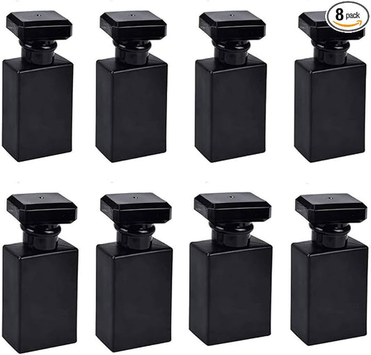 Glass Perfume Bottle Empty Refillable 8Pack Clear Travel Perfume Spray Atomizer Bottle 30ml Perfume Fine Mist Spray Perfume Bottle Atomizer Container with Sprayer Applicator (Black Square 30ml 8PCS)