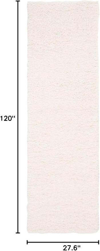 SAFAVIEH Fontana Shag Collection Runner Rug - 2'3" x 10', Ivory, Solid Design, Non-Shedding & Easy Care, 2-inch Thick Ideal for High Traffic Areas in Living Room, Bedroom (FNT800A)