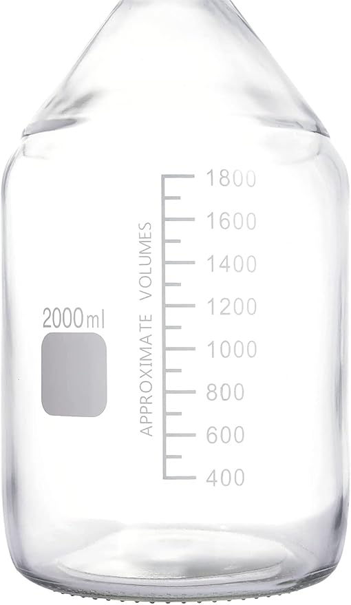Lab Media Storage Round Bottles Graduated Glass Container GL45 Screw Cap Leakproof Multi-Purpose for Scientific — pack of 1 (Orange,2000ml)