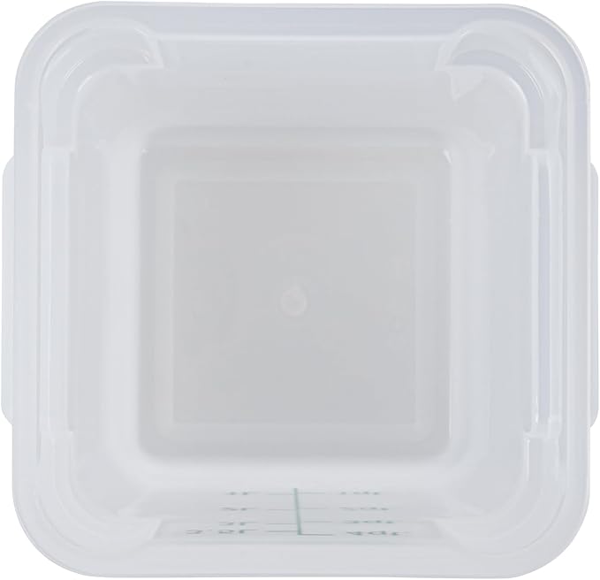 Restaurantware Food Storage Container 1 Pack of 4 qt Plastic Kitchen Storage Bin with Volume Markers Space-Efficient Design Dishwasher-Safe Polypropylene Translucent