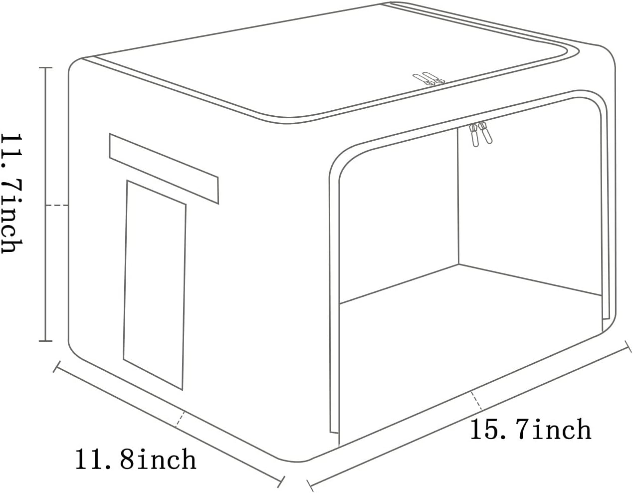 2 Pack Clear Window Storage Bins — Stackable Linen Fabric Storage for Clothes, Foldable Box Organizer with Carrying Handles, 36L (Gray, 15.7×11.8×11.7")