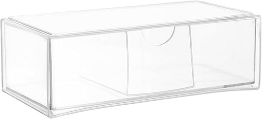 DOITOOL Acrylic Hair Tie Organizer Box with 3-grids Drawer Type Storage Container Stackable Hair Bands Organizer for Bathroom Vanity and Desktop Makeup Storage