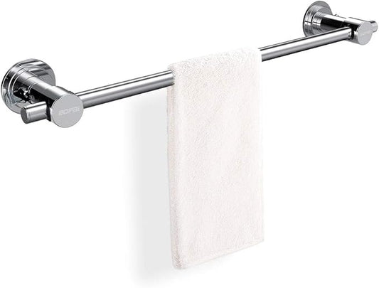 BOPai 24 inch Suction Cup Towel Bar – No Drill, for Smooth Surfaces Only, Chrome