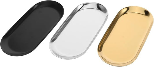 STOBAZA 3pcs Stainless Steel Tray Nordic Style Home Storage for Jewelry Snacks Cosmetics Dish for Living Room Bedroom Kitchen Decor