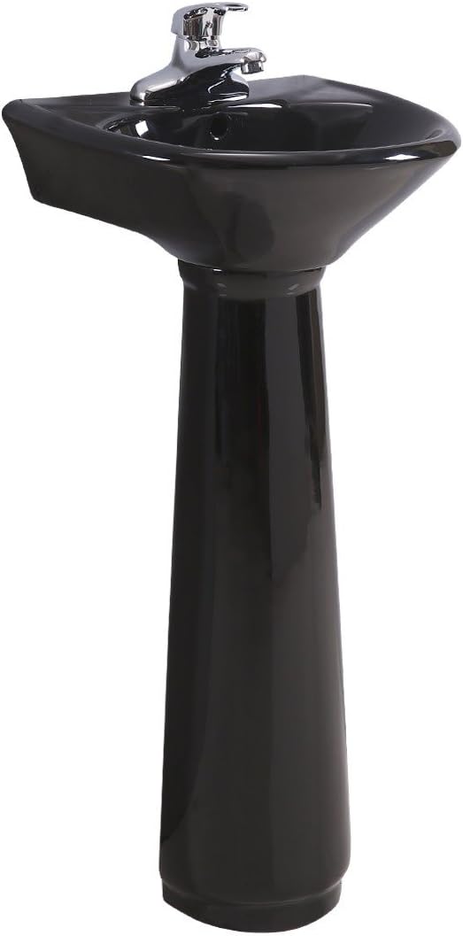 Renovators Supply Manufacturing Ondine Black Pedestal Sink Small Vitreous China Space Saving Design 34" Height X 16" Wide
