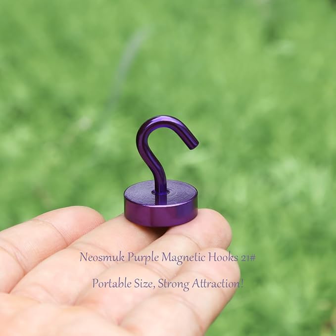 Neosmuk Magnetic Hooks, Cruise Ship Essentials, 4lb+ Heavy Duty Magnetic Hooks for Cruise Cabins, Refrigerator, Grill, Hanging, and Travel | Extra Strong Must-Haves Magnet Hook,Purple,Pack of 4