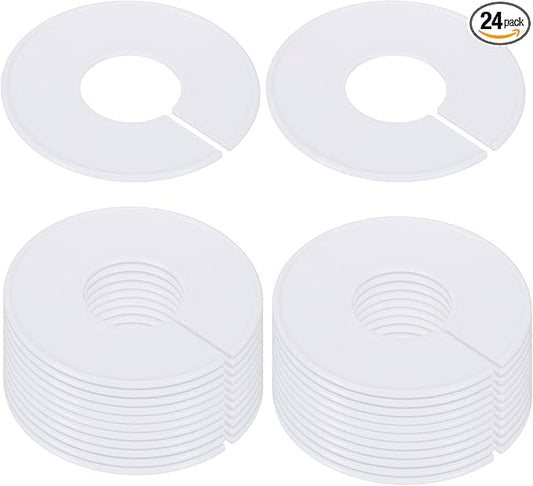 PATIKIL Clothes Dividers, 24 Pack Clothing Rack Size Dividers Blank Labels Sorting Round Separator for Closet, White