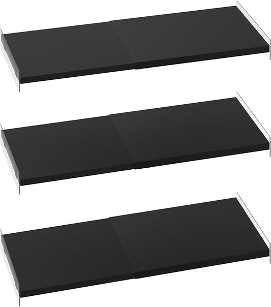 Closet Shelf Expandable-Large Metal Storage Rack,3 Packs DIY Dividers Separators for Cabinet Wardrobe Cupboard Pantry Kitchen Bathroom (Black,11.8" D x 17"-31" W,3PCS)