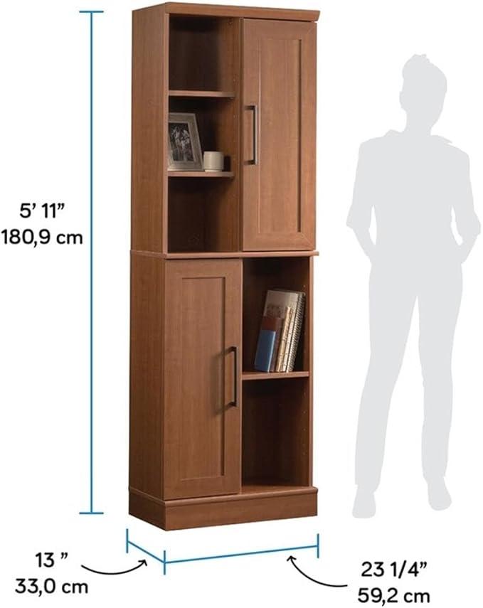 Sauder HomePlus Multi-Room Storage Cabinet with Adjustable Shelves and Door Positioning, Kitchen Laundry Pantry Storage Cabinet, in Sienna Oak Finish