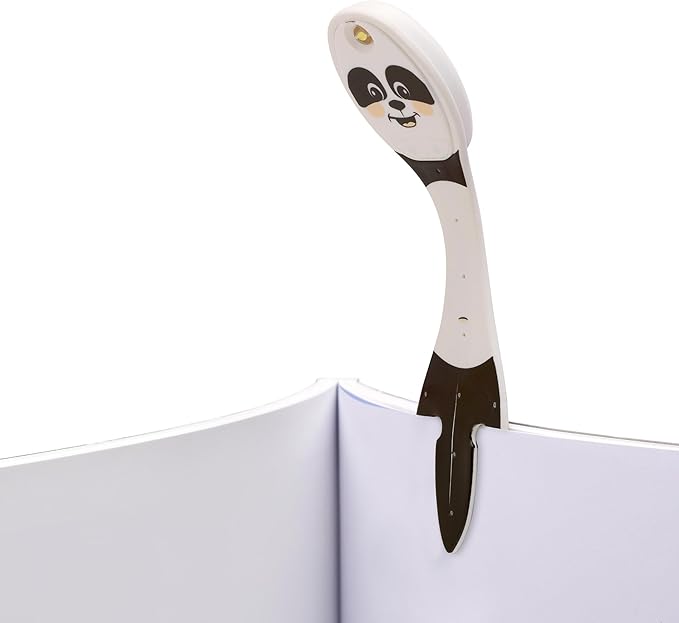 Gifts for Readers & Writers Book Light, Clip On Reading Light for Bed, 2in1 Flexilight & Bookmark, Small & Lightweight with a Soft Glow, 2 Batteries Included, Panda