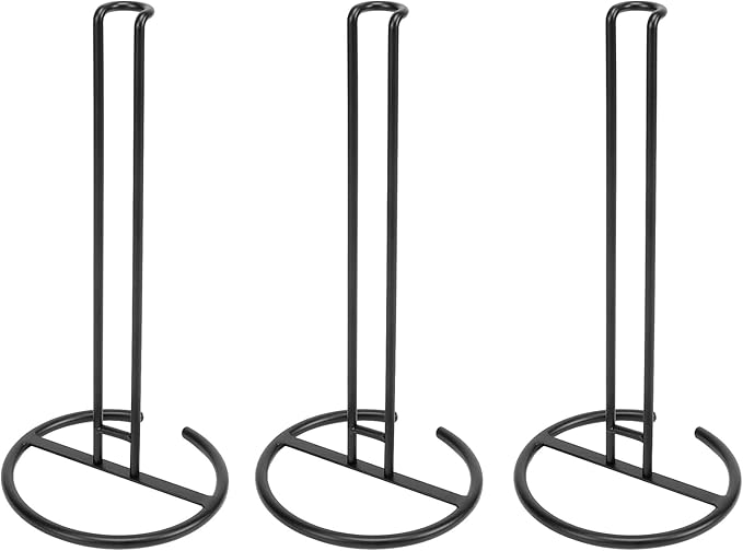NearMoon Paper Towel Holder, Sturdy Paper Towel Stand Dispenser-All Metal, Standard or Jumbo-Sized for Kitchen Countertop, Farmhouse, Living Room (3 Pack, Matte Black)
