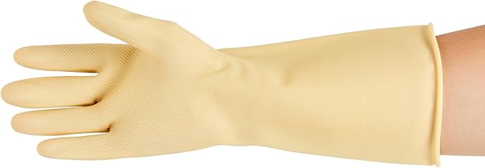 Clean Tek Professional 22 Mil Small Cleaning Gloves, 1 Pair Of Long Cuff Gloves - No-Slip Grip, No-Powder, Yellow Latex Gloves For Kitchen Cleaning, Ideal For Washing Dishes