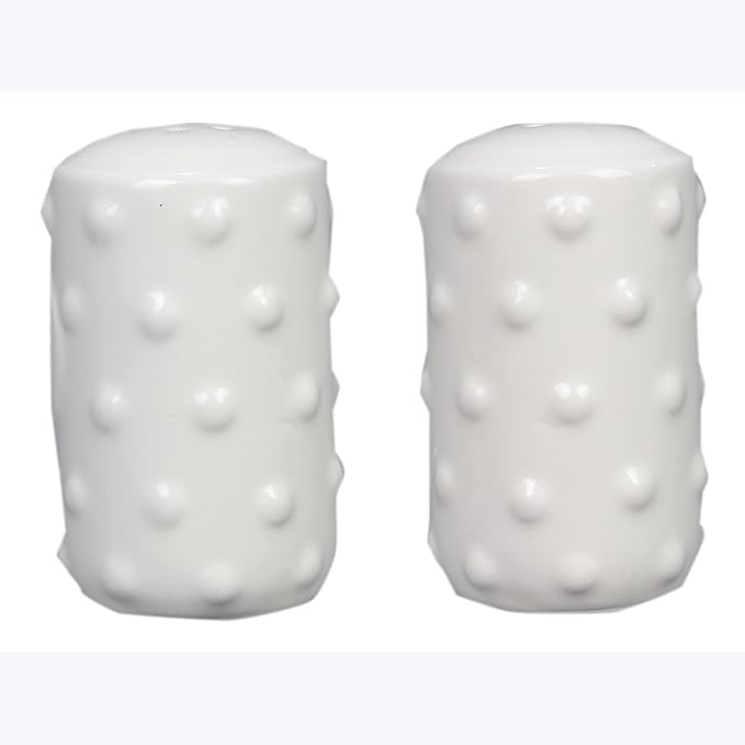 Young's Inc Cottagecore Ceramic Salt and Pepper Shaker Set, Farmhouse White Rustic, Vintage Country Kitchen Table Decor Seasoning Set, Cute Cottage Kitchen Accessories,3.5 Inch