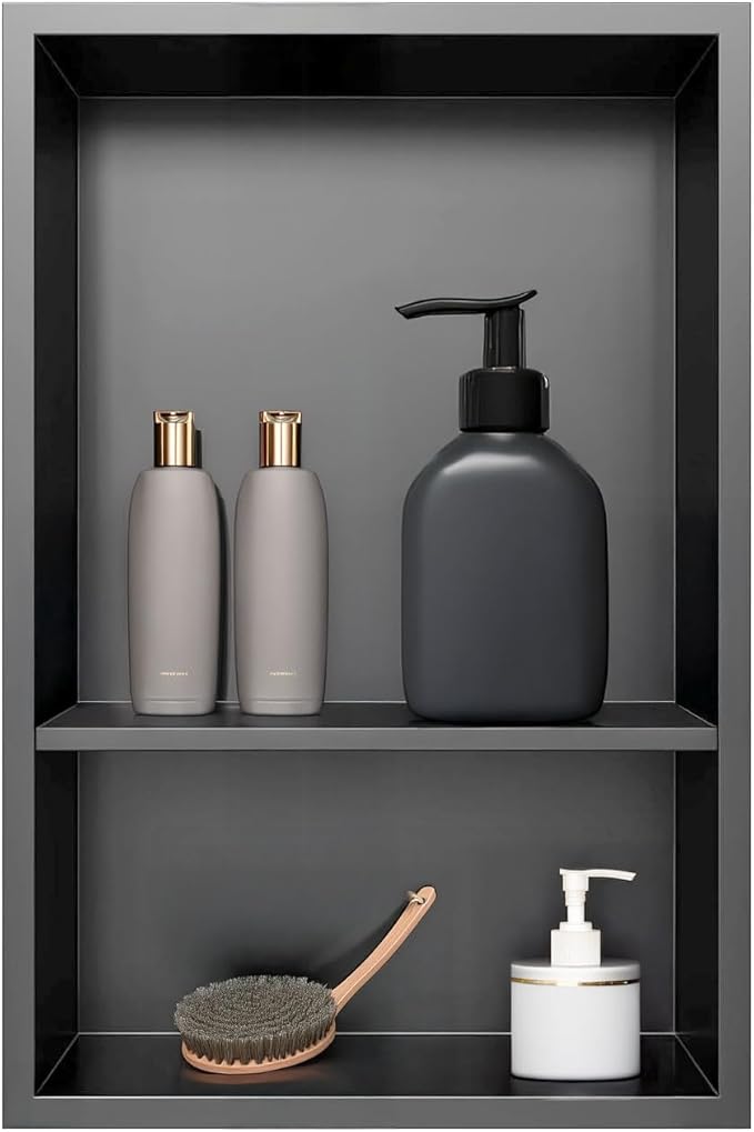 Shower Niche, Stainless Steel Elegant Bathroom Niche, No Tile Needed Recessed Shower Shelf Organizer for Storage