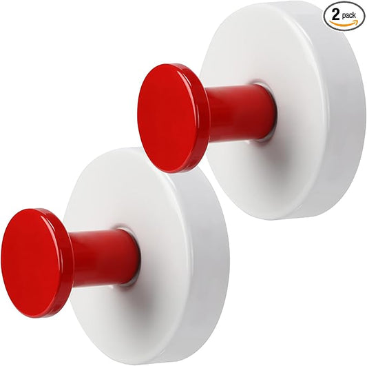 Reusable Heavy Duty Suction Cup Hooks for Kitchen/Bathroom/Shower - Wet-Proof Hooks for Towels, Robes, Loofah&Wreaths/No Drill Mounting on Glass, Tile, Metal (2, Red White)