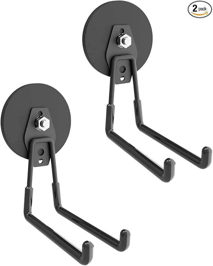 Large Strong Magnetic Hooks,Heavy Duty Magnet Hook, Black Magnetic Garage Hook for Metal Cabinet Pegboard Garage Warehouse Shelve,Heavy Duty Storage Magnetic Utility Hooks (2 Pack)