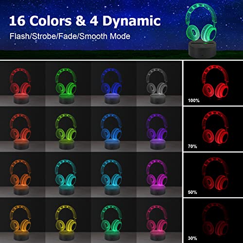 AZIMOM Headphone Headset 3D Illusion Lamp 16Color Ni - Image 3