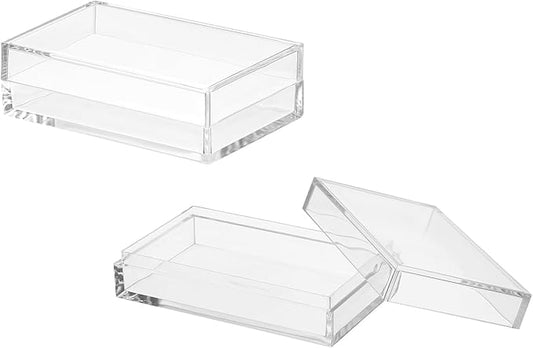 Acrylic Box with Lid, 3.94 x 2.36 x 1.18 in Acrylic Display Case Plastic Square Cube Container Storage Holder Stackable Bins for Cosmetic Collectible Candy Jewelry(2 Pack, Clear)