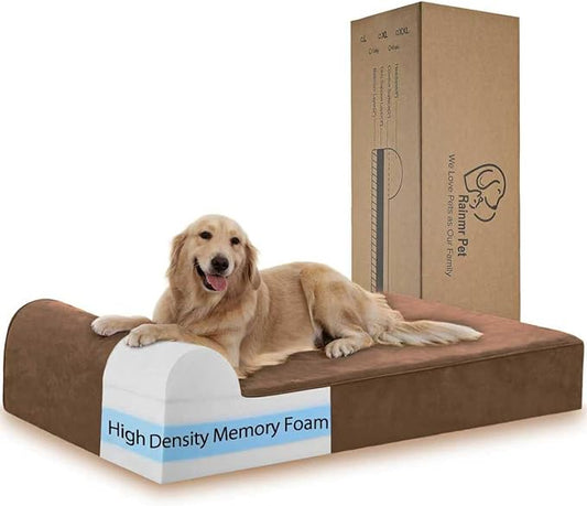 Orthopedic Dog Beds for Large Dogs, 7" Memory Foam Dog Beds with Waterproof Liner, Chew Proof Microsuede Cover, Removable and Washable, Nonskid Bottom, 52"x36"x7" XL Chocolate