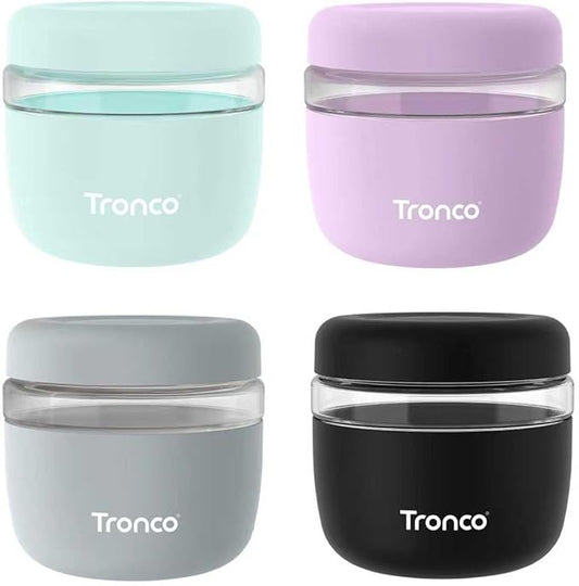 Tronco 24 oz Glass Lunch Bowl Container with Lid, Reusable Glass Food Container for Salad, Snack,Yogurt, Soup Food Storage, Meal Prep, Airtight, Leak & Spill Proof, Dishwasher Safe, BPA-Free, Set of 4