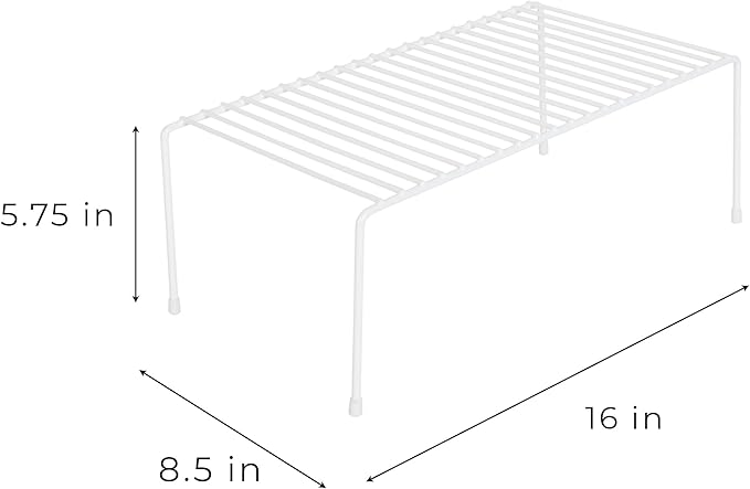 Smart Design Cabinet Storage Shelf Rack - Set of 6 - Large - 8.5 x 16 Inch - Steel Metal Wire - Rust Resistant Coating - Dish, Counter and Pantry Organization - Kitchen - White