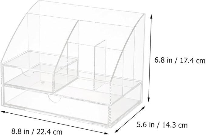Ciieeo Acrylic Desk Organizer Drawer Multi-compartment Pen and Lipstick Holder for Home and Office Storage Box for Cosmetics and Accessories Birthday Mother Day