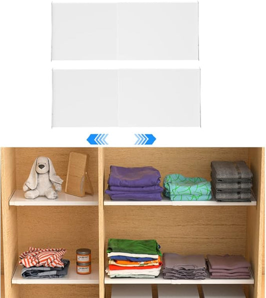 Adjustable Closet Storage Shelves, Heavy Duty Expandable Wardrobe Shelves Organizer System for Closet Cabinet Wardrobe Cupboard Bedroom Garage 2 Pack (L:16.9'' to 31.5"; W:11.8'')