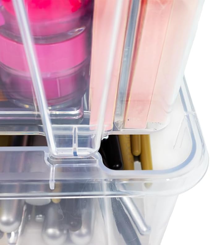 Best Kept Clear Plastic Storage Bins, Stackable Open Square Organizers for Home, Vanity, Cosmetics & Makeup Display, 3-Pack (No Lids)