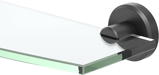 Gatco 5456MX Locke Glass Shelf, Matte Black/Wall Mounted 20.13" X 5.38" Tempered Glass/Floating Rectangle Glass Shelf for Bathroom