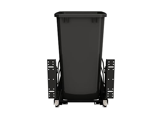 Rev-A-Shelf 35 Qt Pullout Under Cabinet Kitchen Trash Can w/Soft-Close Slides for 15” Base Cabinets, Black, 53WC-1535SCDM-118 - Container Bin for Waste Management