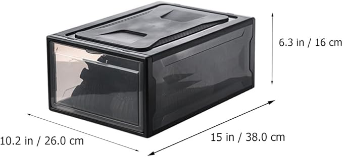 ABOOFAN Stackable Sneaker Shoe Box with Black Secure Closure Practical Display Shoes Organizer Container for Men and Women