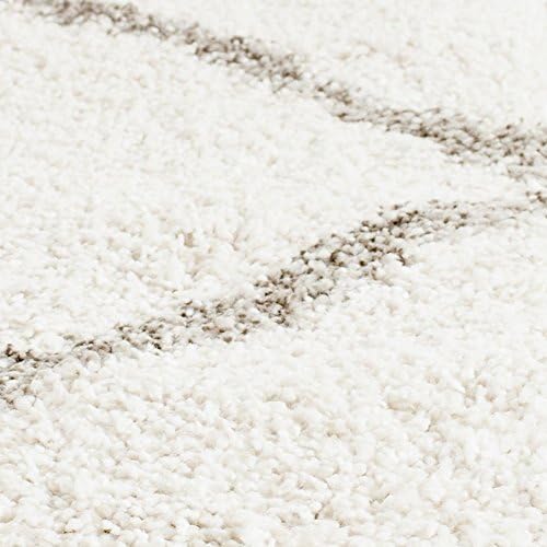 SAFAVIEH Hudson Shag Collection Area Rug - 7' Square, Ivory & Grey, Modern Trellis Design, Non-Shedding & Easy Care, 2-inch Thick Ideal for High Traffic Areas in Living Room, Bedroom (SGH281A)