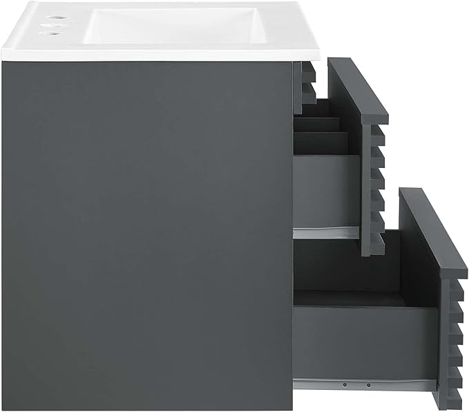 Modway Render 24" Wall-Mount Bathroom Vanity in Gray White