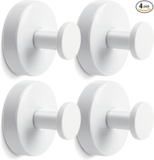 Reusable Heavy Duty Suction Cup Hooks for Kitchen/Bathroom/Shower - Wet-Proof Hooks for Towels, Robes, Loofah&Wreaths/No Drill Mounting on Glass, Tile, Metal (4, White)
