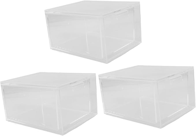 Veemoon 3pcs Clear Stackable Plastic Drawer Organizer Versatile Storage Bins for Bathroom and Daily Essentials Ample Capacity for Makeup and Home Use and Space Saving Design