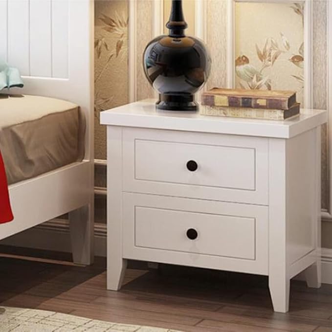 Minimalist 2-Drawer Nightstand - Small Bedside Table Storage Cabinet for Living Rooms, Hallways & Bedrooms - Stylish Home Organizer for Space-Saving Solutions