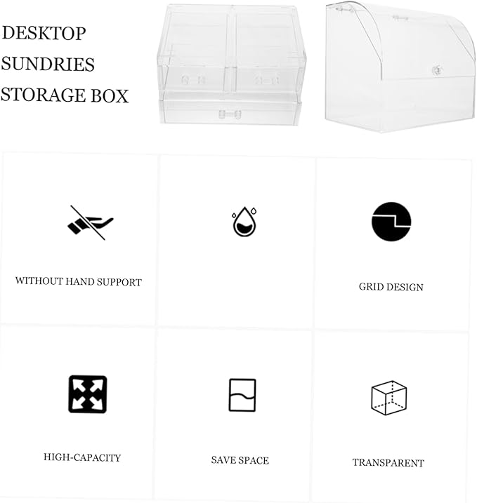 Cosmetic Organizing Holder Desktop Storage Case Makeup Storage Box Acrylic Makeup Case Lid