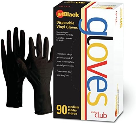Product Club JetBlack Vinyl Gloves, Black, Large, 90 Count