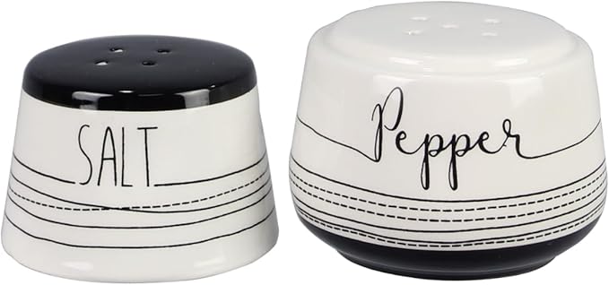 Young's Inc. Ceramic Salt and Pepper Shaker Set - Cute Kitchen Table Accessories and Decor - Stacking