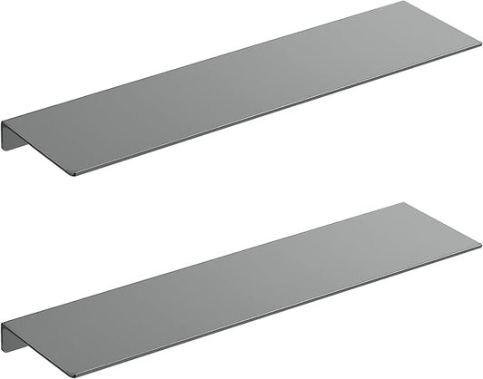 Danpoo Adhesive Floating Shelves for Wall Storage, Metal Wall Shelves for Living Room, Bathroom, Kitchen, 20” Long Display Shelves for Collectibles(Grey, 2 PCS)