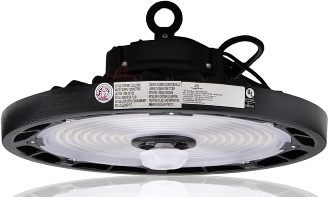 RuggedGrade 240W - Titan V Series LED High Bay UFO Light with Motion Sensor - 35,300 Lumens - High Voltage 277-480V - 5000K Bright White - Outdoor LED Light - DLC 5.1 Premium